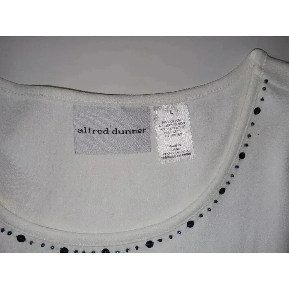 Alfred Dunner Womens Floral  Two Piece Blouse Set Long Sleeve sz Jacket 16 Top L - Picture 16 of 16